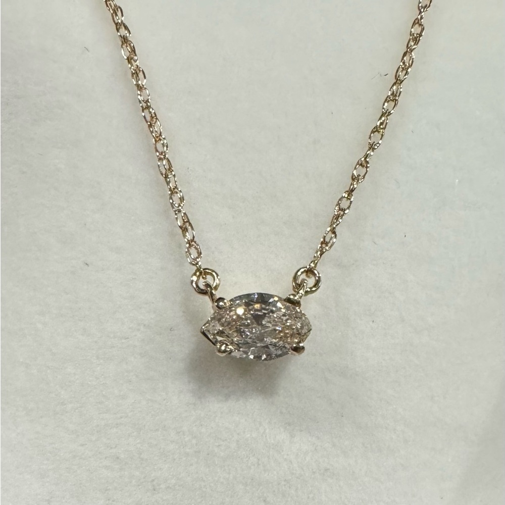 Certified Natural Marquis Diamond Necklace 14k
